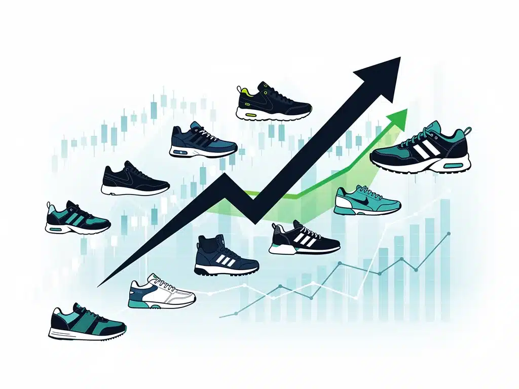 Graphic showing rising sneaker resale value and market demand.